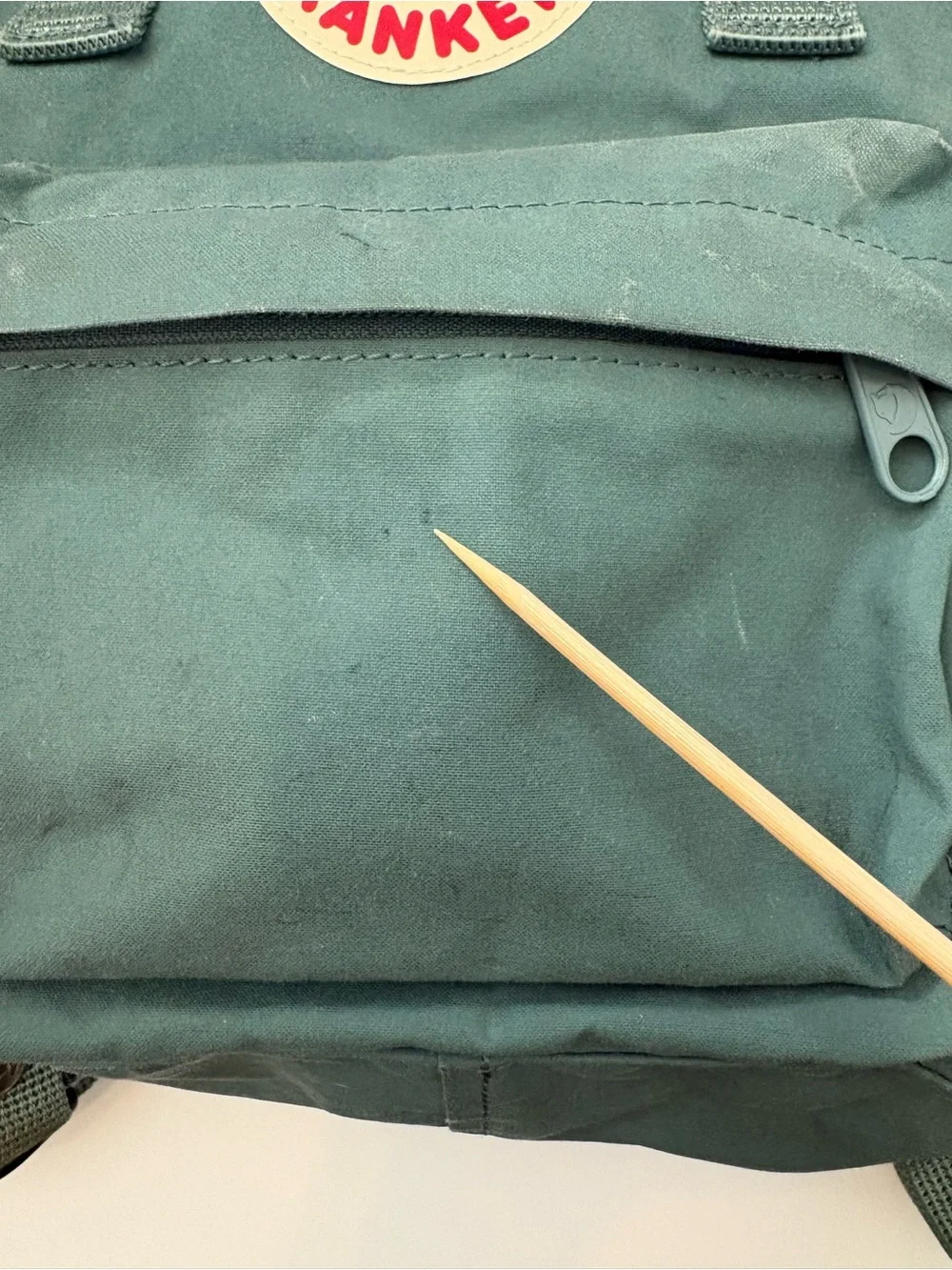 Fjallraven Kanken Mini Backpack in Sage Green with Red Logo